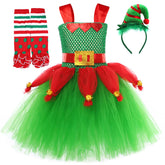 Christmas Elf Cosplay Costume Kids Girls Dress X-mas Carnival Costume Dress Up - INSWEAR